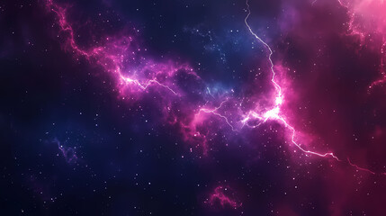 Wall Mural - A mesmerizing display of abstract lightning strikes against the dark backdrop of the night sky, abstract art, cosmic energy, electric sparks. Nebula Sparks. Illustration