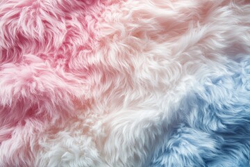 Poster - Colorful soft fibers blend together, creating a serene and dreamy texture, showcasing shades of pink, blue, and yellow in a vibrant display