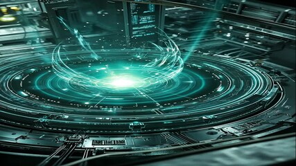 Futuristic Teal Energy Technology Interface Concept