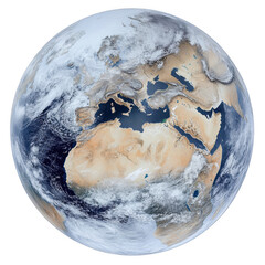 earth planet with a global map of the middle east and africa, isolated on a white background