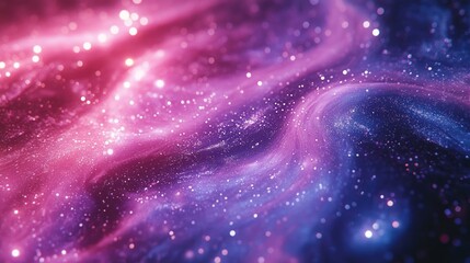 Wall Mural - Swirling cosmic dust cloud in vivid pink and blue nebulous space background