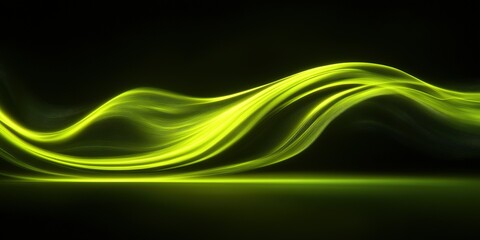 Wall Mural - bright green abstract wave patterns flowing smoothly across a dark background with vibrant energy