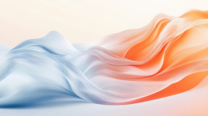 Wall Mural - Bright flowing abstract waves in orange blanc and blue creating a soft minimal look. Hyperspectral Waves. Illustration