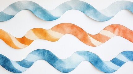 Wall Mural - Dynamic Watercolor Patterns on White Background