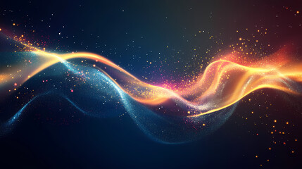 Wall Mural - abstract glowing wave of light and sparks creating a magical and dynamic energy flow on a dark backg