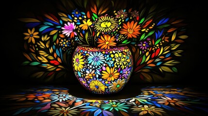 Wall Mural - Vibrant Decorative Vase with Organic Patterns