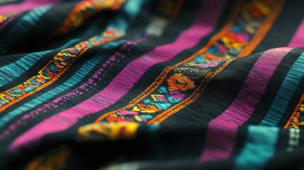 Wall Mural - vibrant traditional fabric patterns in soft light