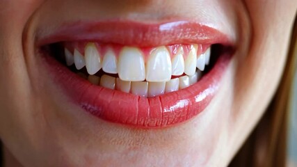 Poster - This captivating portrayal focuses on a bright, confident smile showcasing perfectly aligned teeth and healthy gums.
