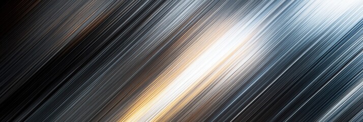 Poster - Dynamic metallic background with glowing intersection and sleek industrial lines in silver and black
