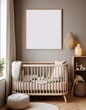 © Rindi - The modern sandinavian newborn baby room with mock up poster frame. Generated image
