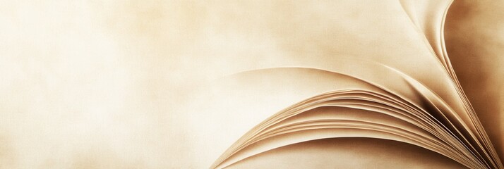 Aufkleber - Inviting design with subtle book page texture in cream and brown tones featuring a prominent fold for potential text placement
