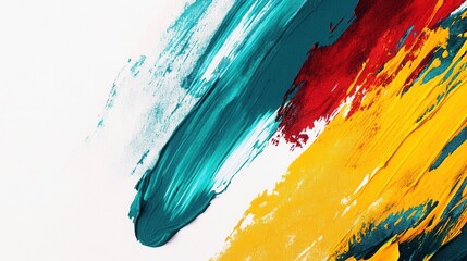 Leinwandbilder - Bold abstract background with teal yellow and red paint strokes inspiring creativity and artistic expression