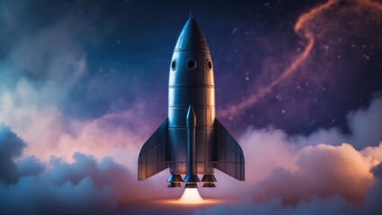 Wall Mural - rocket set against a gradient of space.