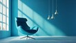 © Juan - Minimalist modern interior with a blue chair and soft lighting