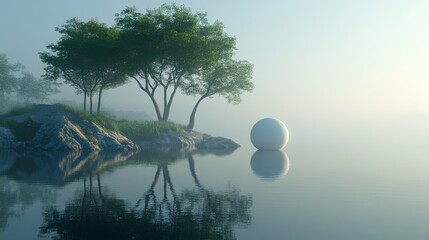 Wall Mural - Tranquil Shapes Harmonizing with Nature’s Calm Design