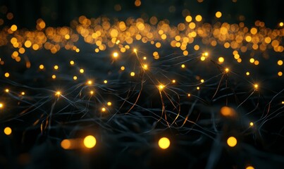 Wall Mural - network of illuminated nodes with a dark background