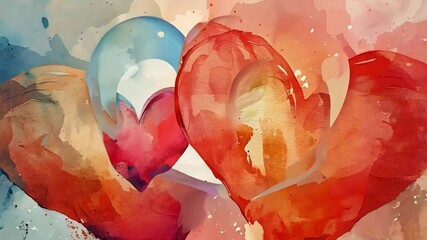Fototapete - This colorful illustration shows two overlapping hearts, ideal for Valentines Day.