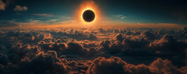 Wall Mural - solar eclipse in clouds .