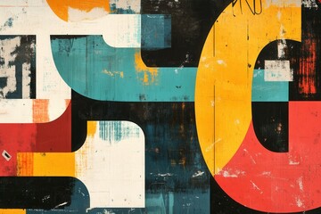 Fototapete - Bold modern typographic background with oversized abstract text featuring strong color contrasts and overlapping letters for trendy designs
