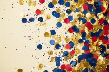 Poster - Celebrate with vibrant confetti scattered over a bright background, perfect for events and festive occasions in a lively atmosphere