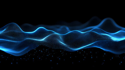 Wall Mural - Abstract floating particles in soft blue light with dark background. Floating Lights. Illustration