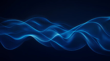 Wall Mural - Flowing blue abstract waves against a dark background, creating a serene and dynamic atmosphere. Serene Luminescence. Illustration