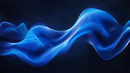 Wall Mural - Flowing blue abstract waves against a dark background, creating a serene and dynamic atmosphere. Serene Luminescence. Illustration