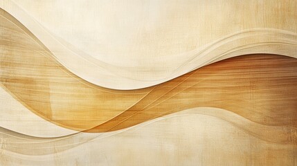 Fototapete - Elegant warm wooden design with flowing beige and brown curves ideal for modern decor or branding elements