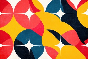 Fototapete - Geometric pattern of interlocking circles with vibrant colors creates a modern artistic backdrop for creative projects
