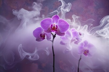 Wall Mural - orchid cloud artistic journey through mist and vapor in a whimsical setting