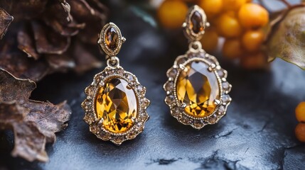 Wall Mural - Vibrant Close-Up of Trendy Earrings on Natural Background