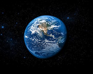 Wall Mural - Our beautiful blue planet is seen floating in deep space