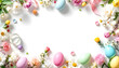 © ZAJAYA CREATE - Pastel Easter Eggs & Spring Flowers Frame - Festive Holiday Background