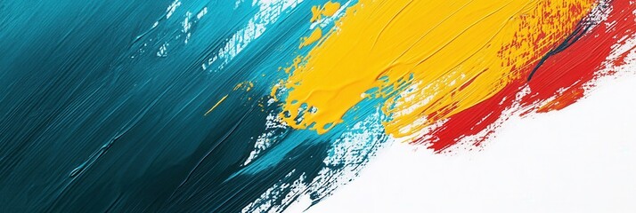 Fototapete - Bold strokes of color create an artistic backdrop on a clean white space ideal for text, invoking inspiration and creativity