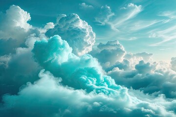 Wall Mural - vibrant turquoise mist abstract flowing through dynamic clouds