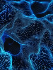 Fototapete - Exploring neural network patterns with futuristic deep blue and cyan hues in a tech-inspired design