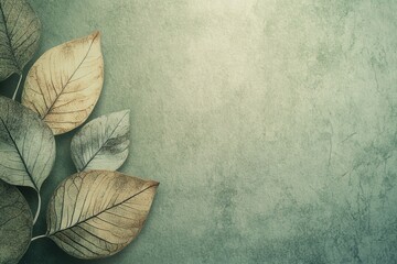 Fototapete - Textured leaf design on green background evokes sustainable and organic vibes for nature-inspired projects