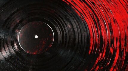 Aufkleber - Vinyl record with red soundwave ripples showcasing retro-modern rhythmic style and golden ratio peak for creative designs