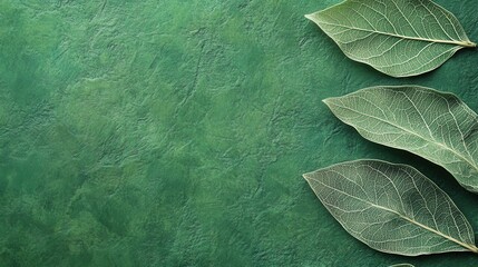 Poster - Intricate leaf pattern on a green textured background creates a sustainable and organic atmosphere for any nature-inspired design project