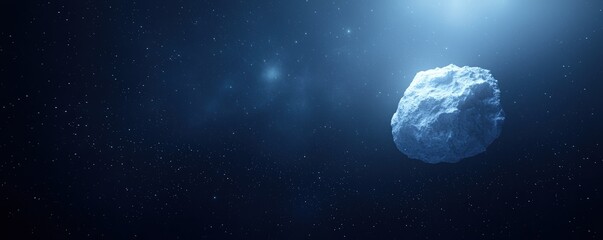 Wall Mural - Cosmic Components Expansion Concepts. A floating asteroid in a dark cosmic backdrop with stars.