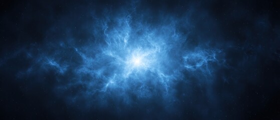 Wall Mural - Cosmic Components Expansion Concepts. Cosmic blue nebula with bright starry light in the center.