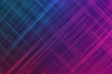 Poster - Glowing abstract digital pattern with neon lines in blue and purple shades creating a modern grid design on a dark background
