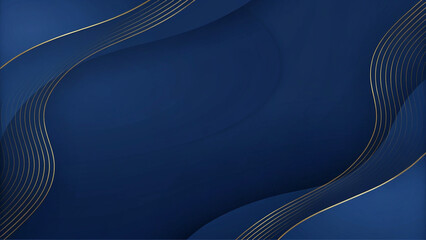 Canvas Print - elegant navy blue background with gold lines and flowing curves.