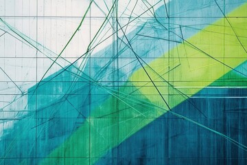 Leinwandbilder - Dynamic background of intersecting trend lines symbolizes political and economic analysis with cool blue and green tones for trust and intelligence