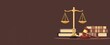 © berkah nikah - A golden scale and gavel sit near stacked law books