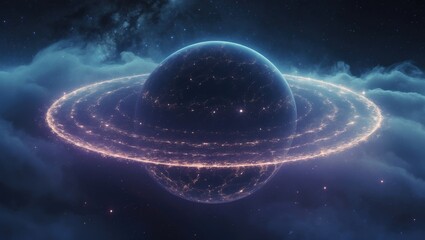 Wall Mural - sphere of night planet in space. illuminated planet. sci-fi vertical wallpaper. element of the solar