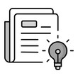 © Creative_Captain - Document stack icon with a light bulb representing brainstorming, creative thinking, innovation strategy, and research planning