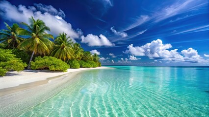 Wall Mural - beautiful tropical beach with crystal clear blue water and white sandy shore, tropical, beach, water