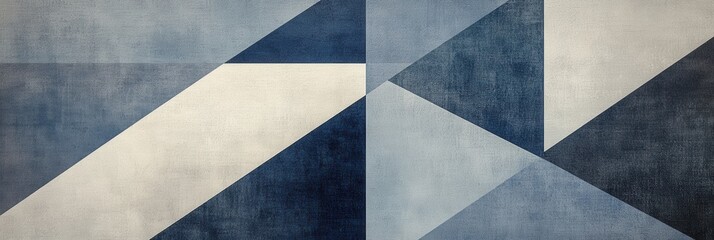 Poster - Structured geometric background in navy blue, gray, and white representing governance and stability with balanced design for text space