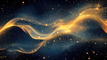 Wall Mural - Golden cosmic waves in space